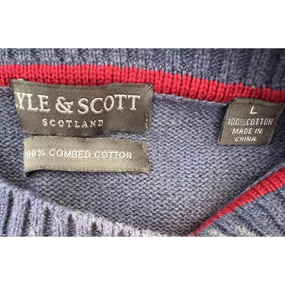 Mens Lyle & Scott Sweater Size Large Scotland Pullover Crew Neck Cotton Blue - Picture 6 of 6